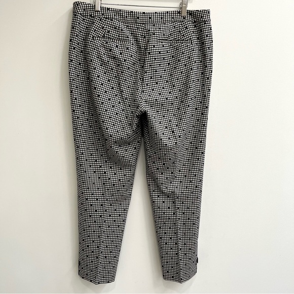 TALBOTS GINGHAM POLKA-DOT ANKLE PANT BLACK WHITE DECORATIVE BOW ANKLES WOOL 12 - Picture 4 of 13